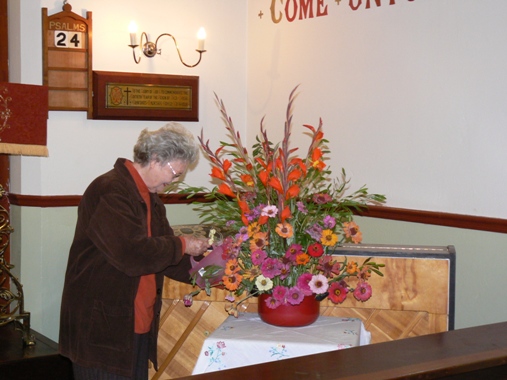 Renee Finn and the Pentecost flowers